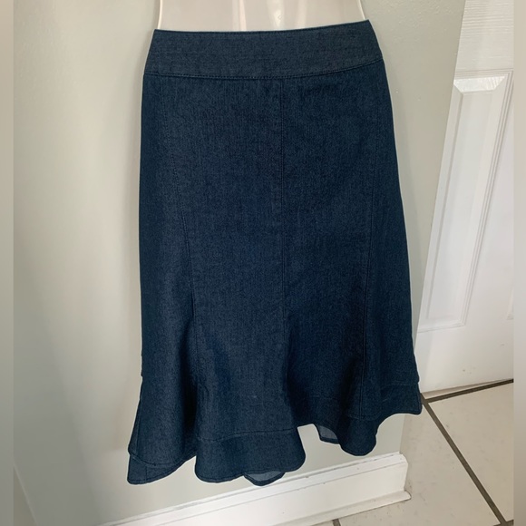 Nordstrom New Directions Blue Denim Ruffle Cabincore Skirt Women’s M 8-10 New - Picture 2 of 7